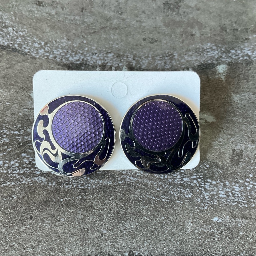 Elegant Cloisonne Purple Earrings